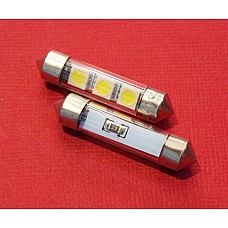 CLASSIC CAR LED GLASS TUBE LED FESTOON BULB    38-39 MM  BRIGHT WHITE   12V39WH