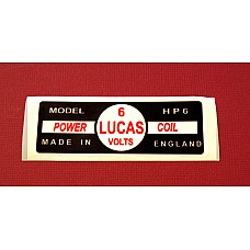 Lucas 6V Power Coil  Vinyl Sticker  80mm x 28mm    BBIT19