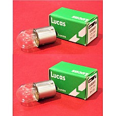 Lucas Sidelight, Number Plate & Tail Light bulb. 12v 5W,   LLB207,  BA15S   (Sold As A Pair)  GLB207-SetA