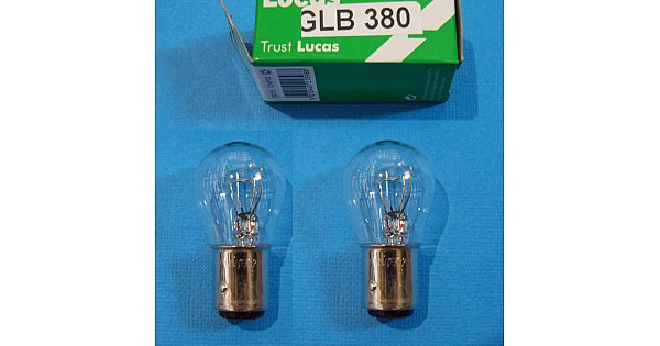 Lucas LLB380 GLB380 12V 21W/5W Stop & Tail Lamp Bulbs - Pair For Classic Cars & Motorcycles