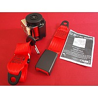 Classic Mini Inertia Reel REAR Seat Belt. RED.  (Horizontal Mount)   MSSB1109RED