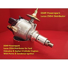 Powerspark Lucas 25D4 Distributor for Ford Side-valve & Zephyr 4 Cylinder Engine with Points & Condenser    D34P-Powerspark