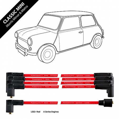 Powerspark HT Ignition Lead Set 4 Cylinder Classic Mini Metro & Morris Minor 8mm L022-Red Powerspark HT Ignition Lead Set 4 Cylinder Classic Mini Metro & Morris Minor 8mm L022-Red