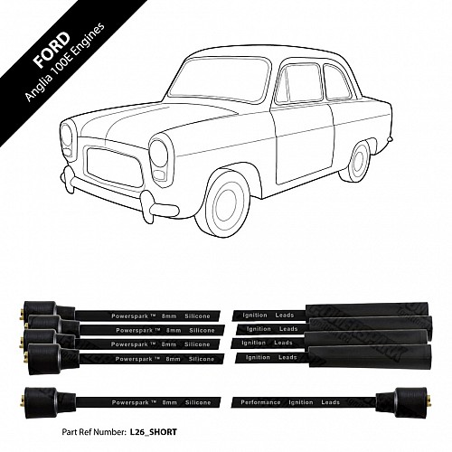 Powerspark HT Ignition Lead Set 4 Cylinder 8mm Ford Anglia 100E   L26-Black