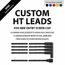 Powerspark HT Ignition Lead Set Set of 4 Cylinder HT Leads, Angled Spark Plug Terminals with Bare Ends  L7-Black