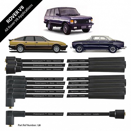 Powerspark Rover V8 HT Leads 8mm Double Silicone  L8-Rover-Black