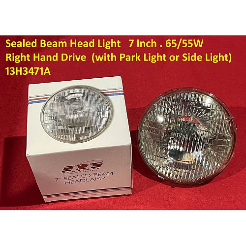Sealed Beam Head Light 7 Inch 65/55W Right Hand Drive (with Park Light or Side Light) 13H3471 Sealed Beam Head Light 7 Inch 65/55W Right Hand Drive (with Park Light or Side Light) 13H3471