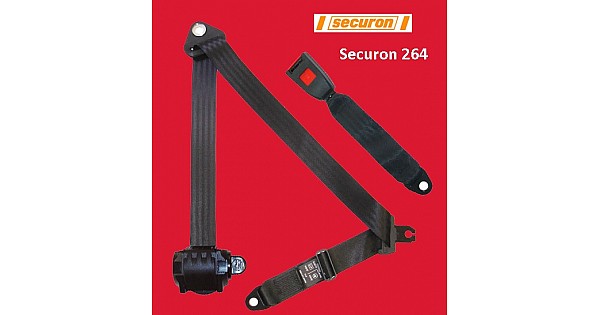 Securon Inertia Reel Rear Seat Belt and Anchor Black (Adjustable Reel )  Securon-264