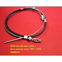 MGB Handbrake Cable. Wire Wheels only. Tube Axle 1967 - 1974. AHH8451