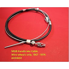 MGB Handbrake Cable. Wire Wheels only. Tube Axle 1967 - 1974. AHH8451