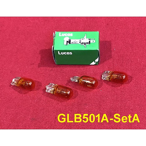 Lucas Bulb 12v 5w AMBER Capless Lucas LLB501 - (Sold as a set of Four)  GLB501A-SetA
