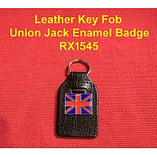 Leather Key Fob - Union Jack Enamel Badge - RX1545 