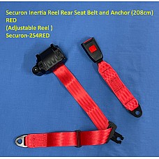 Securon Inertia Reel Rear Seat Belt and Anchor (208cm)  RED (Adjustable Reel )     Securon-254RED