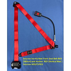 Securon Inertia Reel Front Seat Belt RED (380cm) and Anchor  RED (Vertical Reel )  Securon-500/CVRED