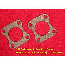 S.U Carburetor to Manifold Gasket    HS6  &  HD6  (Sold as a Pair)    112867-SetA
