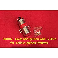 Lucas 12V Ignition Coil 1.5 Ohm  Ballast Ignition Systems. (Push In HT Lead)    DLB102