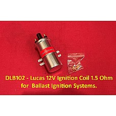 Lucas 12V Ignition Coil 1.5 Ohm  Ballast Ignition Systems. (Push In HT Lead)    DLB102