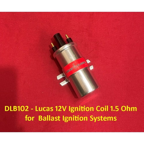 Lucas 12V Ignition Coil 1.5 Ohm Ballast Ignition Systems. (Push In HT Lead) DLB102 Lucas 12V Ignition Coil 1.5 Ohm Ballast Ignition Systems. (Push In HT Lead) DLB102