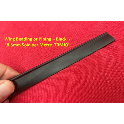 Wing Beading or Piping - Black - 18.5mm Sold per Metre TRM101 Wing Beading or Piping - Black - 18.5mm Sold per Metre TRM101