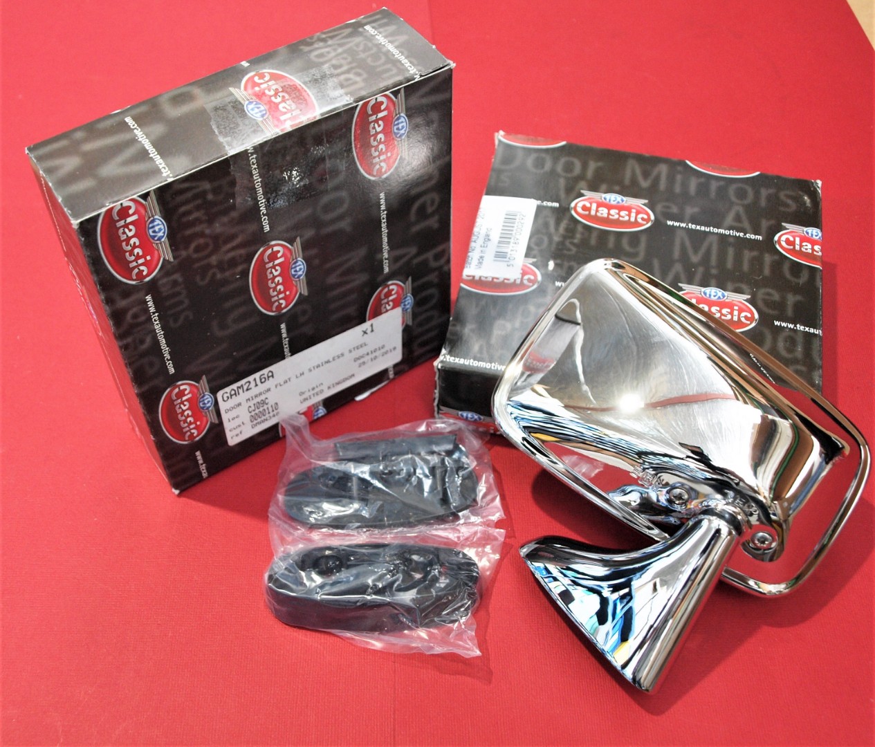 CHROME RACING BULLET MIRRORS - PAIR -TRIUMPH & MG FLAT OR CONVEX Lens Gam105 226 P