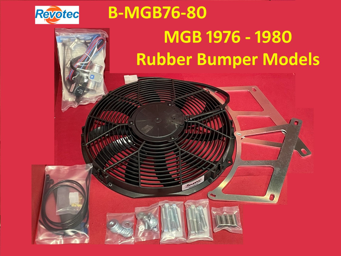 Revotec Cooling Fan Kit - MGB Rubber Bumper 1975-80. B-MGB76-80