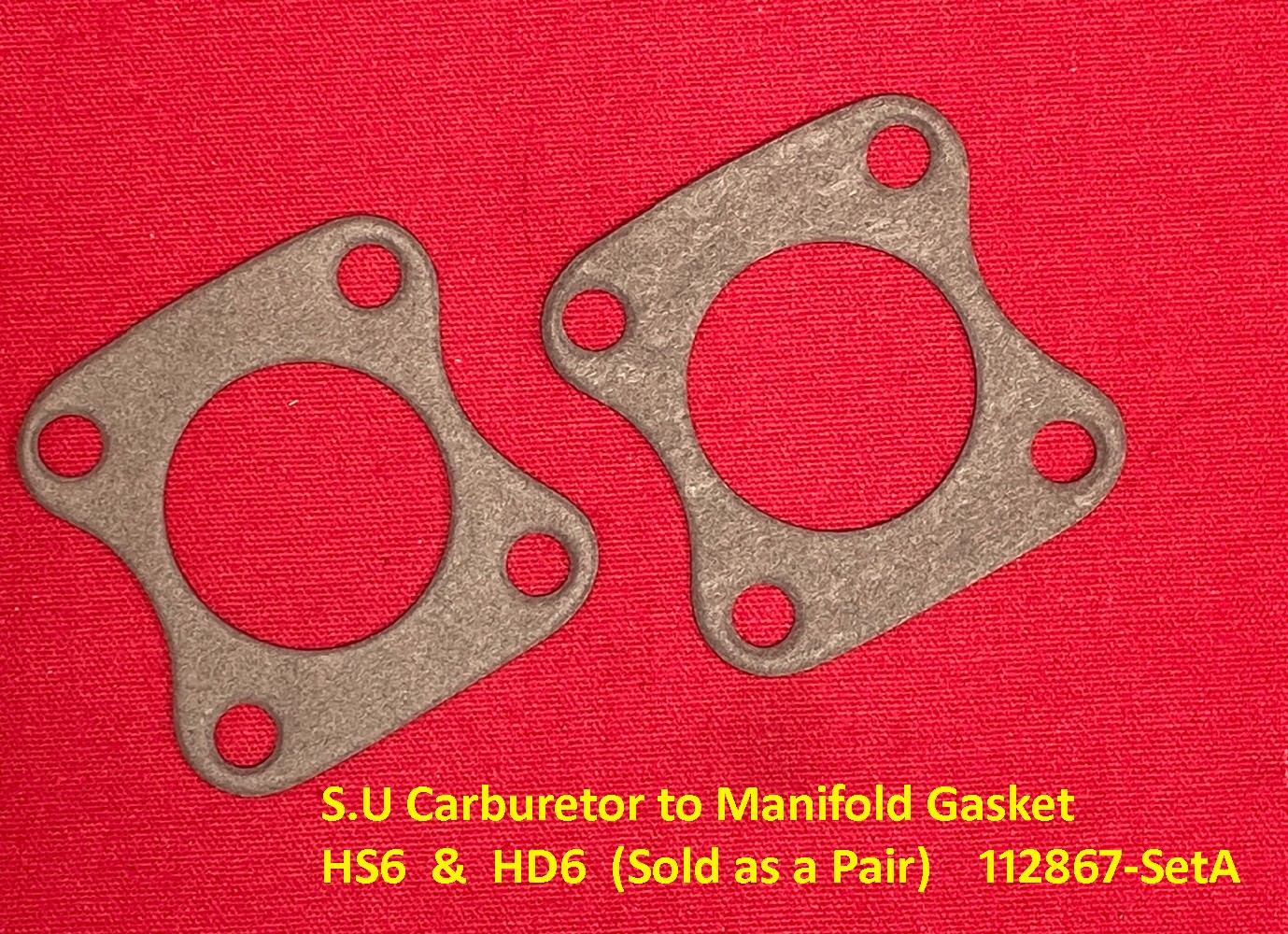 S.U Carburetor to Manifold Gasket HS6 & HD6 (Sold as a Pair) 112867-SetA S.U Carburetor to Manifold Gasket HS6 & HD6 (Sold as a Pair) 112867-SetA